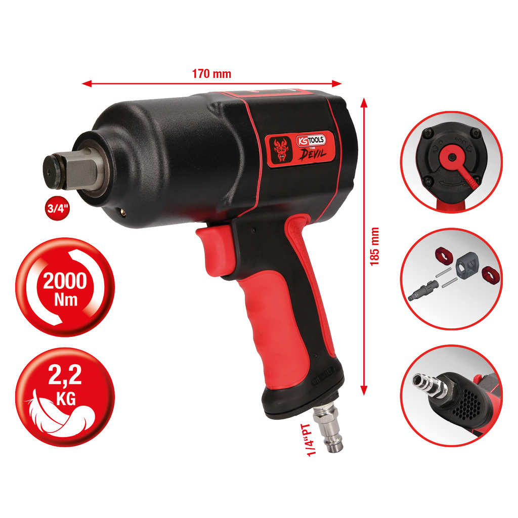 [515.3400] Impact Wrench 3/4&quot; THE DEVIL, 2000Nm